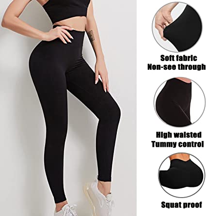 Photo 1 of High Waisted Leggings for Women Pack-Black Active High Waisted Soft Tummy Control Workout Running Yoga Pants S/M
