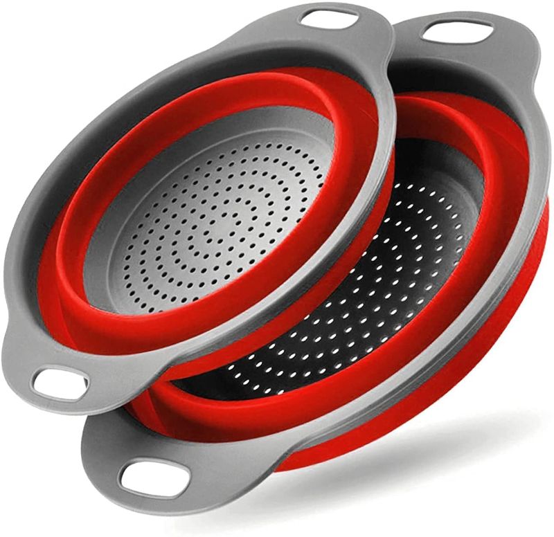 Photo 1 of Collapsible Colander, 2 Pcs Silicone Kitchen Strainer for Draining Pasta, Vegetable and Fruit
