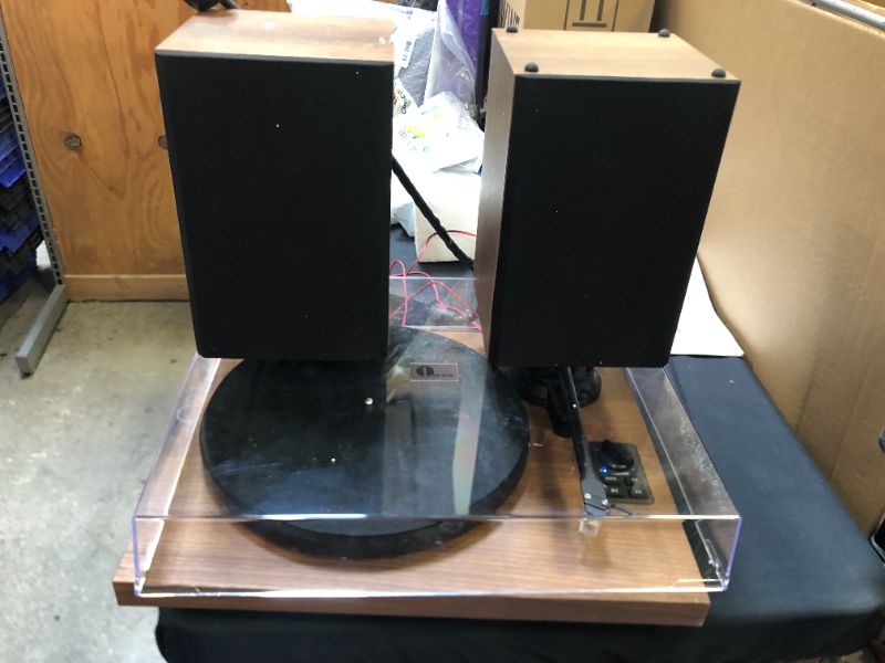 Photo 2 of 1 BY ONE Bluetooth Turntable HiFi System with 36 Watt Bookshelf Speakers, Patend Designed Vinyl Record Player with Magnetic Cartridge, Bluetooth Playback and Auto Off
