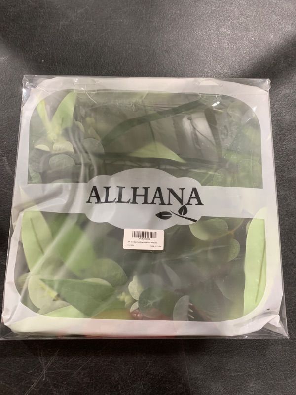 Photo 1 of ALLHANA Green Eucalyptus Leaf Wreath, 24 Inches Artificial Festival Celebration Wreath for Front Door Year Round
