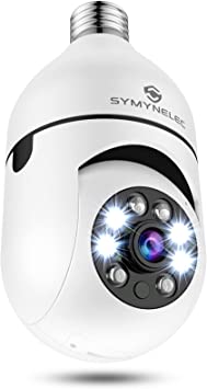 Photo 1 of Light Bulb Security Camera, SYMYNELEC 360 Degree Pan/Tilt Panoramic IP Camera, 2.4GHz WiFi 1080P Smart Home Surveillance Cam with Motion Detection Alarm Night Vision Two Way Talk Indoor Outdoor E27
