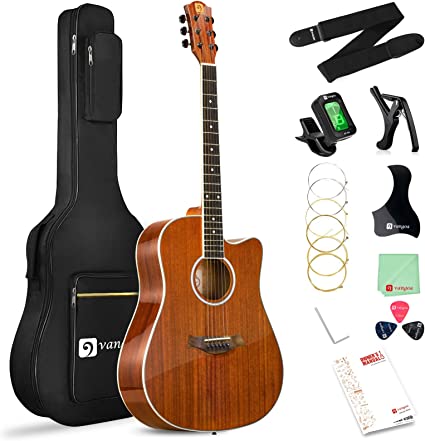 Photo 1 of Acoustic Guitar, Beginner Guitar Acoustic Cutaway 41 Inch Full Size Guitarra Acustica Dreadnought Sapele Wood Bundle Package Kit for Adults Beginners Teens, by Vangoa
