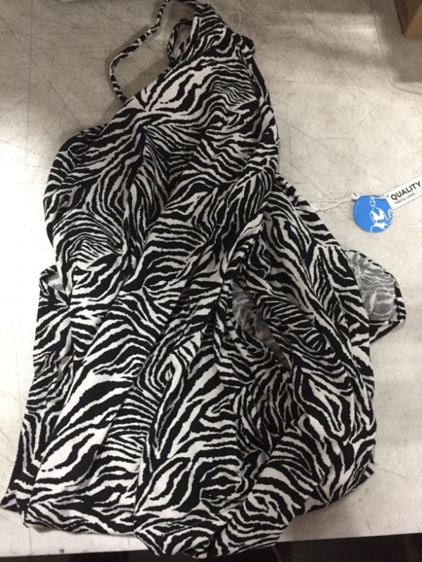 Photo 2 of Carli V-Neck Thin Straps Backless Zebra Cover Up Large
