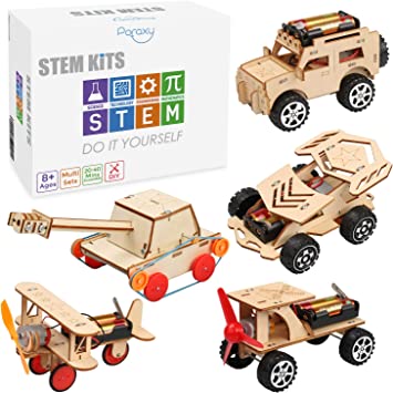 Photo 1 of 5 in 1 STEM Kit, Wooden Mechanical Model Cars Kits, Motorized Construction Engineering Set, Assembly Constructor 3D Building Puzzles, Educational DIY STEM Toys for Boys and Girls
