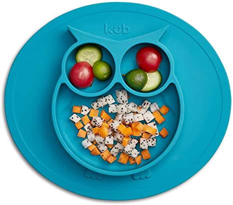 Photo 1 of KÜB | Silicone Suction Plate | Blue | Built in Placemat | Divided | BPA Free | Dishwasher - Microwave Oven Safe | Baby Toddler Plates | Self-Feeding | Grip Dish | Baby Led Weaning Plates for Kids
