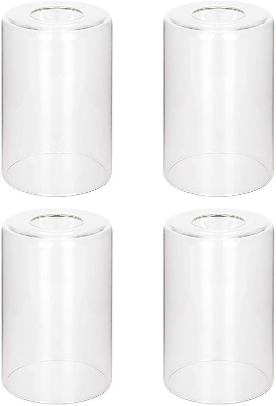 Photo 1 of 4 Pack Clear Glass Shade Clear Cylinder Glass Lamp Shade Height 5.5 inch, Diameter 3.54 inch, Fitter 1.65 inch High Transmittance Lampshade Light fixtures replacement for Pendant Lights Chandelier
