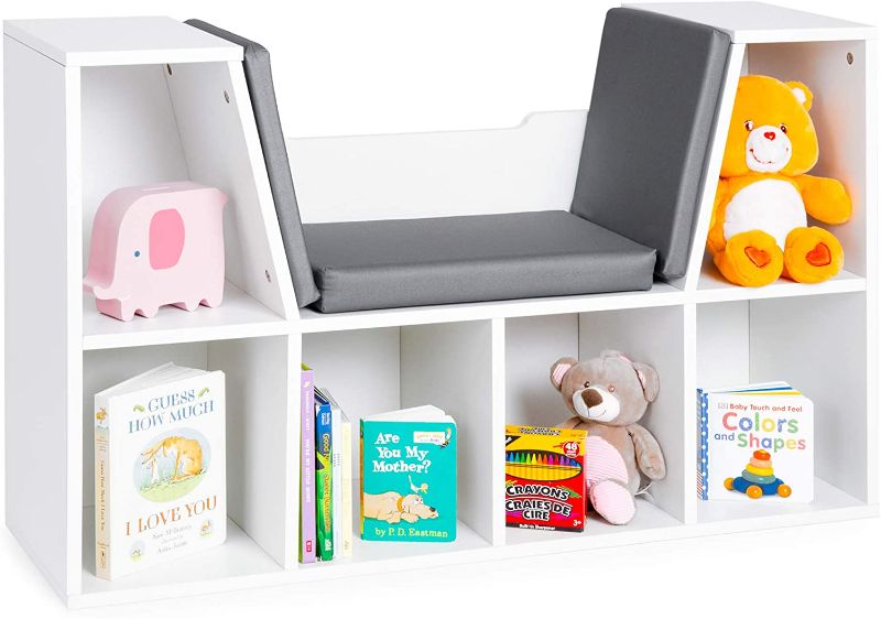 Photo 1 of Best Choice Products 6-Cubby Kids Bedroom Storage Organizer, Multi-Purpose Bookcases, Shelf Furniture Decoration w/Cushioned Reading Nook - White
