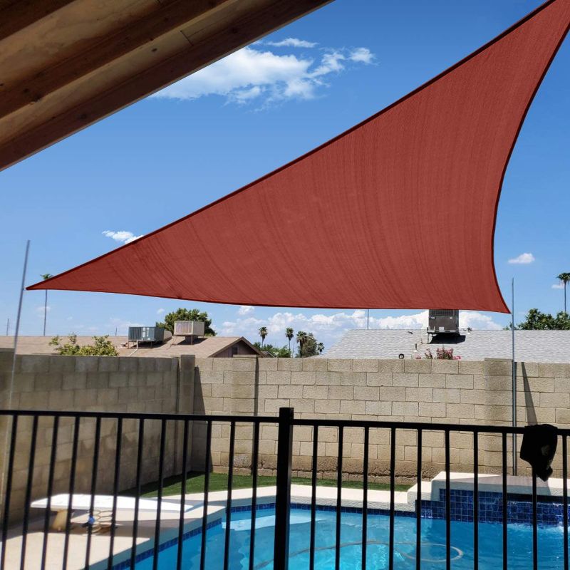 Photo 1 of Artpuch 15'x15'x21' Sun Shade Sails Canopy, 185GSM Rust Red Triangle Shade Sail UV Block for Patio Garden Outdoor Facility and Activities
