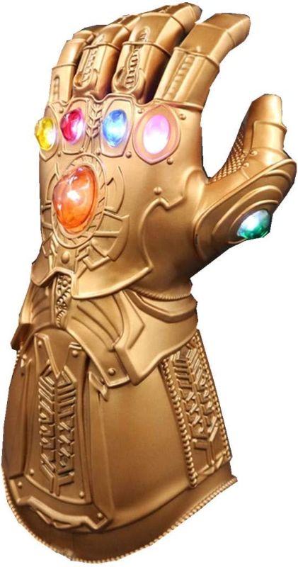 Photo 1 of  Adult Infinity Gauntlet LED Light-up Thanos Glove PVC Wearable Halloween Thanos Electronic Fist Cosplay Props Toy with Batteries