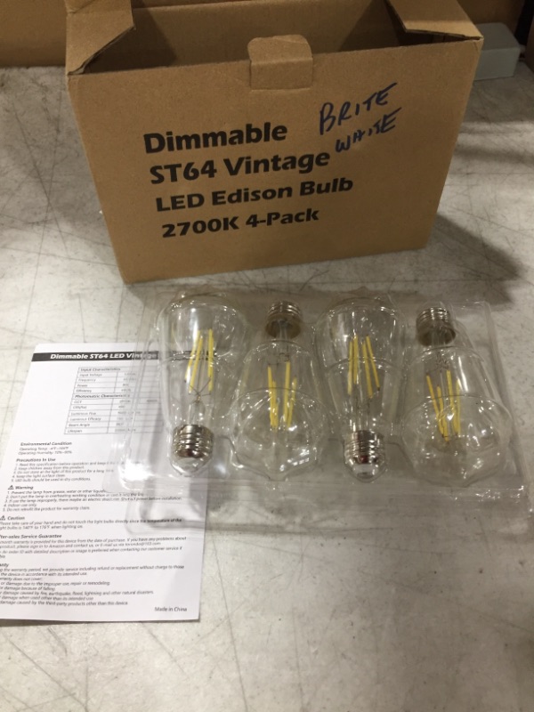 Photo 2 of 4-Pack Vintage LED Edison Bulbs 100W Equivalent 1400LM High Brightness 8W ST58 LED Filament Light Bulbs 2700K Soft Warm White E26 Medium Base CRI90+ Antique Clear Glass for Home Bedroom, Non-dimmable
