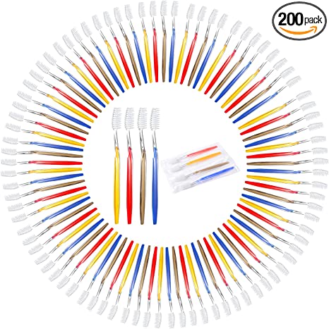 Photo 1 of 200 Disposable Toothbrushes Individually Packaged Multi Color Pack Affordable Bulk Pack of Disposable Manual Tooth Brush Perfect for Hotel, Guest, Camping, Travel, Giveaways | Medium
