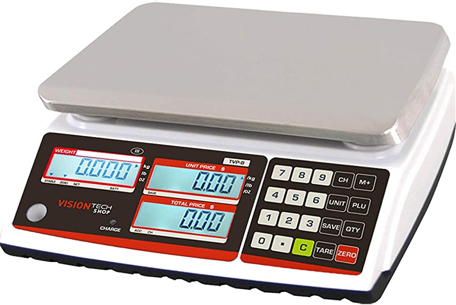 Photo 1 of VisionTechShop TVP-60B Price Computing Scale, Lb/Oz/Kg Switchable, 60lb Capacity, 0.01lb Readability, NTEP Legal for Trade COC #19-038
