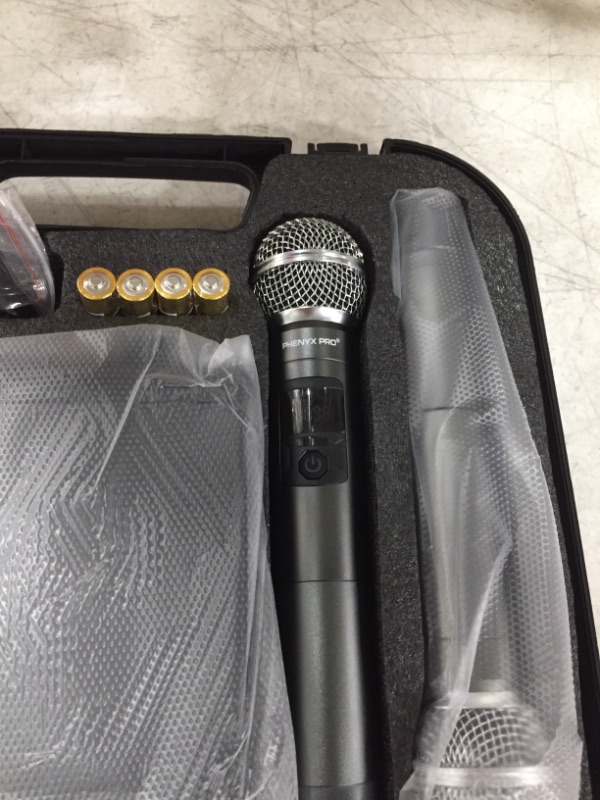 Photo 3 of NEW- Phenyx Pro UHF Wireless Handheld Microphone System, 30 Adjustable Frequencies Cordless Mic Sets with Case, All Metal Build, 200ft Coverage, Ideal for Home Karaoke, Weddings, DJ, Church (PTU-52)
