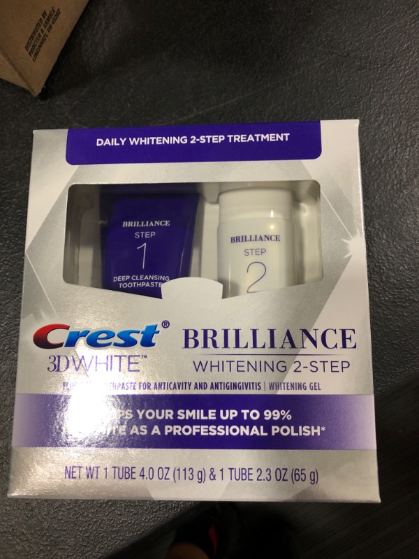 Photo 2 of Crest 3D White Brilliance 2 Step Kit, Deep Clean Toothpaste (4oz) + Teeth Whitening Gel (2.3oz)
