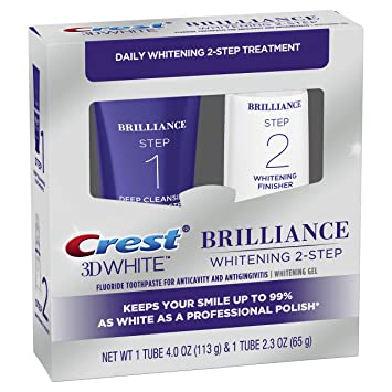 Photo 1 of Crest 3D White Brilliance 2 Step Kit, Deep Clean Toothpaste (4oz) + Teeth Whitening Gel (2.3oz)
