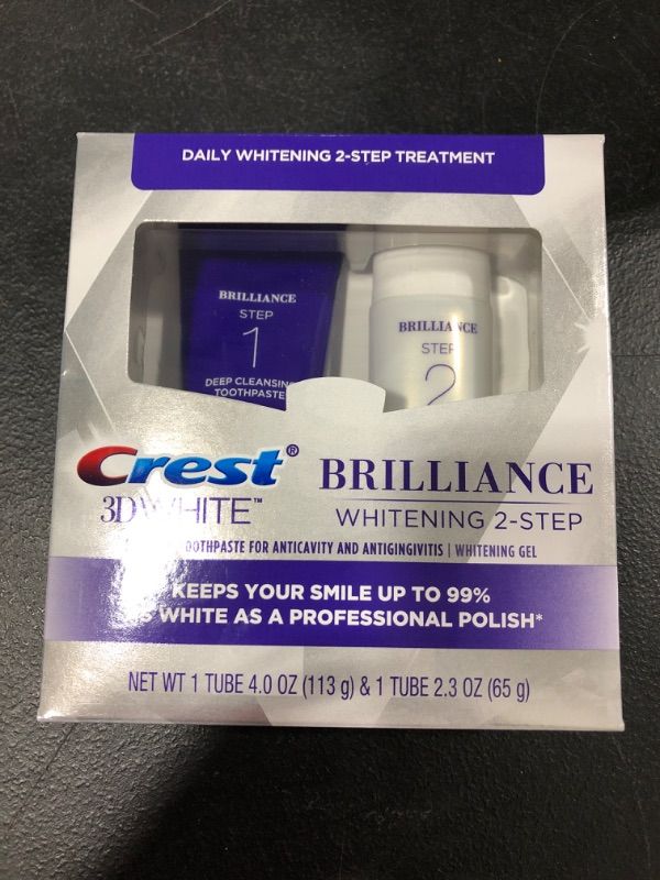 Photo 2 of Crest 3D White Brilliance 2 Step Kit, Deep Clean Toothpaste (4oz) + Teeth Whitening Gel (2.3oz)
