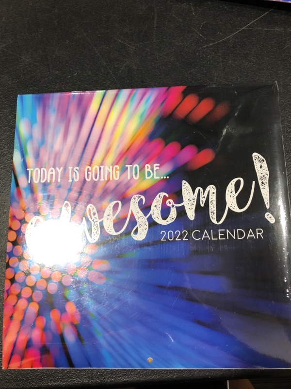 Photo 2 of 2022 Square Wall Calendar - Today is going to be Awesome, 12 x 12 Inch Monthly View, 16-Month, Lifestyle Theme, Includes 180 Reminder Stickers
