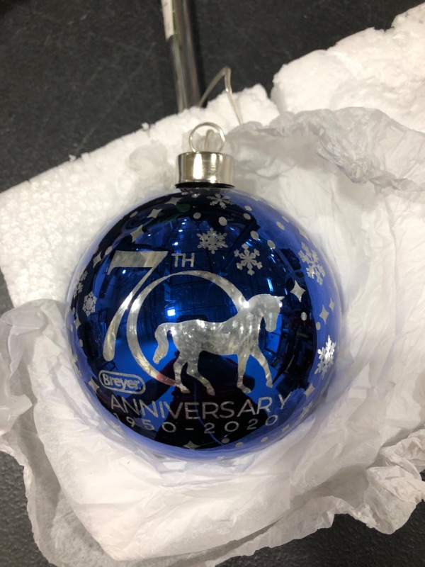 Photo 2 of Breyer Horses 2020 Holiday Collection | 70th Anniversary Glass Ball Ornament | Model #700682
