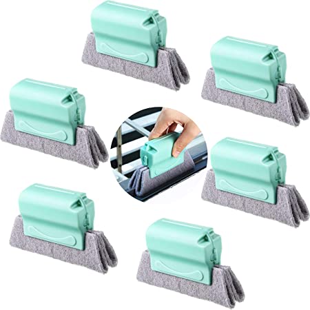 Photo 1 of 6 Pieces Creative Window Cleaning Brush Window Cleaning Brush Handheld Cleaner Scouring Crevice Brush for Door, Window Slides and Gaps (Light Blue)
