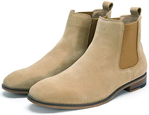 Photo 1 of Chelsea Slip-on Suede Boots For Men - Cestfini Genuine Leather Chukka Boots, Waterproof Casual Oxford Dress Ankle Bootie, Camel size 10 