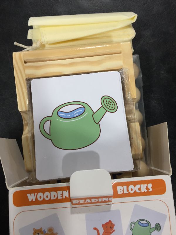 Photo 1 of Montessori Toys for Toddlers 2 3 4 Years Old Wooden Reading Blocks Flash Cards Short Vowel Turning Rotating Matching Letters Toy for Kids Educational Alphabet Learning Toys for Preschool Boys Girls

