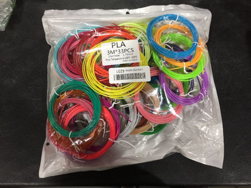 Photo 2 of 33 Color 3D Pen PLA Filament Refills, 3D Pen /Printer Filament Refills, 1.75mm 3D Replacement Pen Refills Filament with 30 Colors and 3 Glow in The Dark,33 Color 10 Feet, Total 330Feet Lengths
