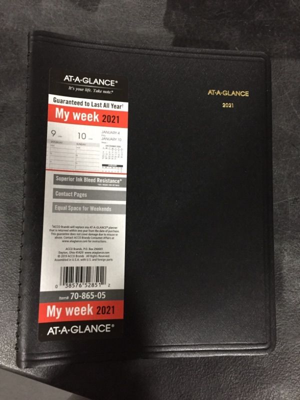 Photo 3 of 5 PACK At-a-GLANCE Weekly/Hourly Appointment Book Ruled 8.75 X 7 Black 2021-2022
