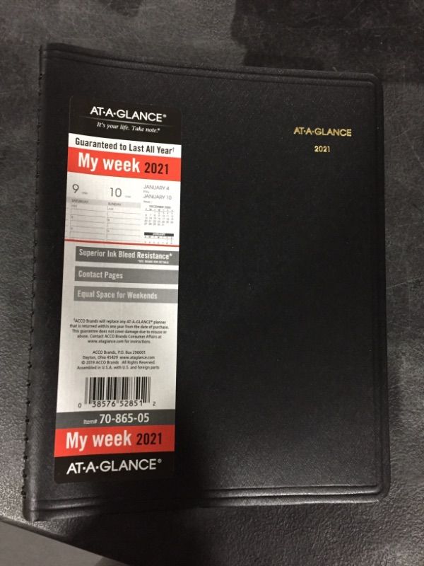 Photo 1 of 5 PACK At-a-GLANCE Weekly/Hourly Appointment Book Ruled 8.75 X 7 Black 2021-2022
