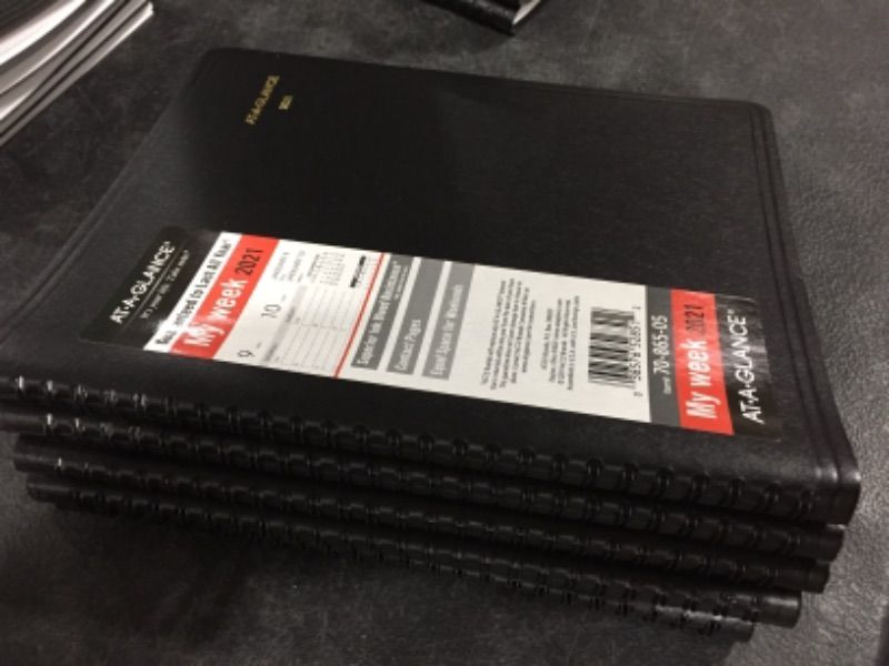 Photo 2 of 5 PACK At-a-GLANCE Weekly/Hourly Appointment Book Ruled 8.75 X 7 Black 2021-2022
