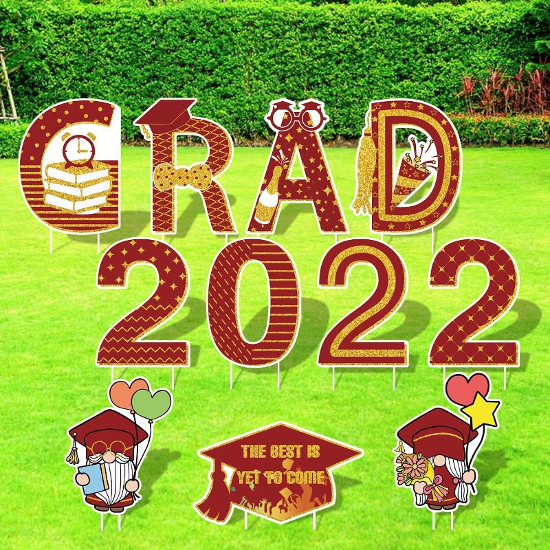 Photo 1 of 11 PCS Graduation decoration yard sign (Black) (Red)
