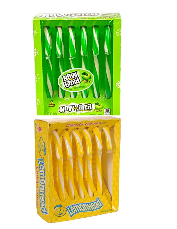 Photo 1 of 1 Lemonhead Candy Canes, 6-ct. packs, 1 Now and Later Apple-Flavored Candy Canes, 6-ct. Packs