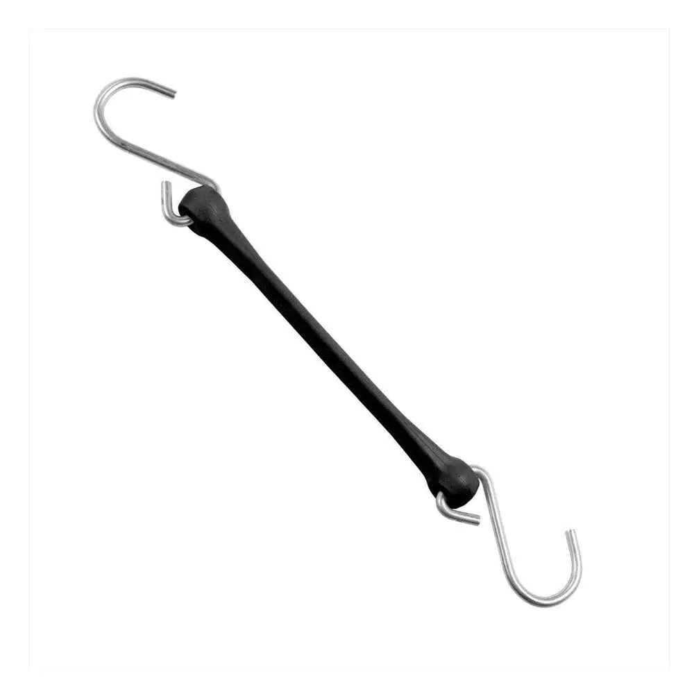 Photo 1 of 7 in. Polyurethane Bungee Strap with Galvanized S-Hooks (Overall Length: 12 in.) in Black
