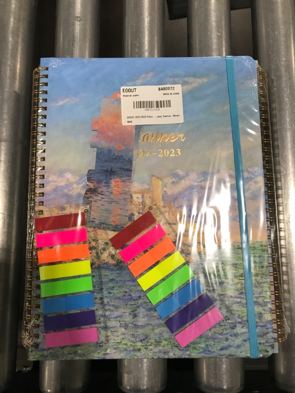 Photo 2 of Academic Year 2022-2023 Planner, 8.5"x11" Daily Weekly Monthly Planner Yearly Agenda. Bookmark, Pocket Folder and Sticky Note Set (Sunrise Monet)
