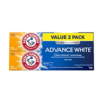 Photo 1 of ARM & HAMMER Advanced White Extreme Whitening Toothpaste, TWIN PACK (Contains Two 6oz Tubes) -Clean Mint- Fluoride Toothpaste
