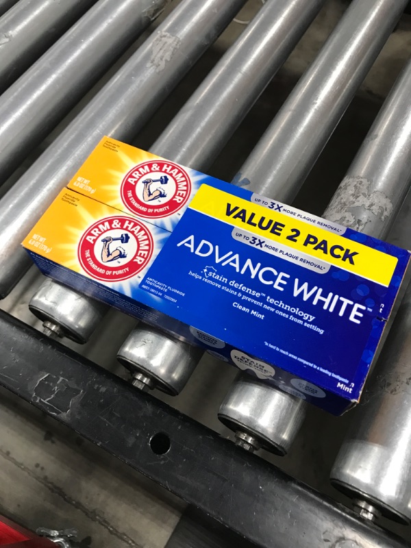 Photo 2 of ARM & HAMMER Advanced White Extreme Whitening Toothpaste, TWIN PACK (Contains Two 6oz Tubes) -Clean Mint- Fluoride Toothpaste