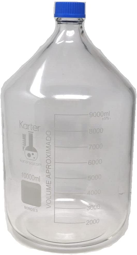 Photo 1 of 10000ml Glass Round Media Storage Bottles with GL45 Screw Cap, 3.3 Borosilicate, Karter Scientific (Single)
