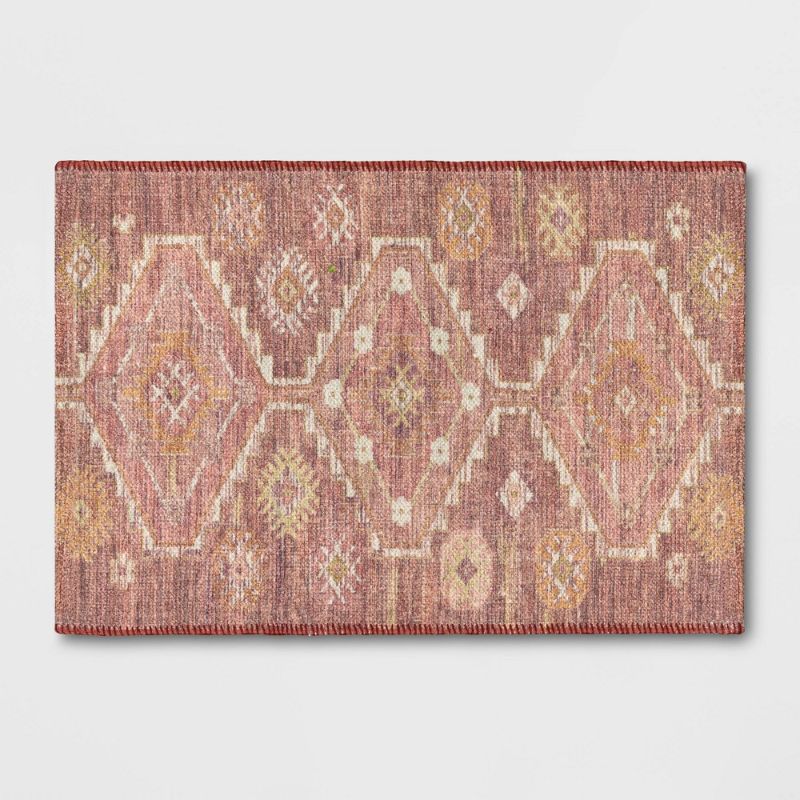 Photo 1 of 2'6"x3'10" Southbury Washable Printed Diamond Persian Style Rug Rust - Threshold™
