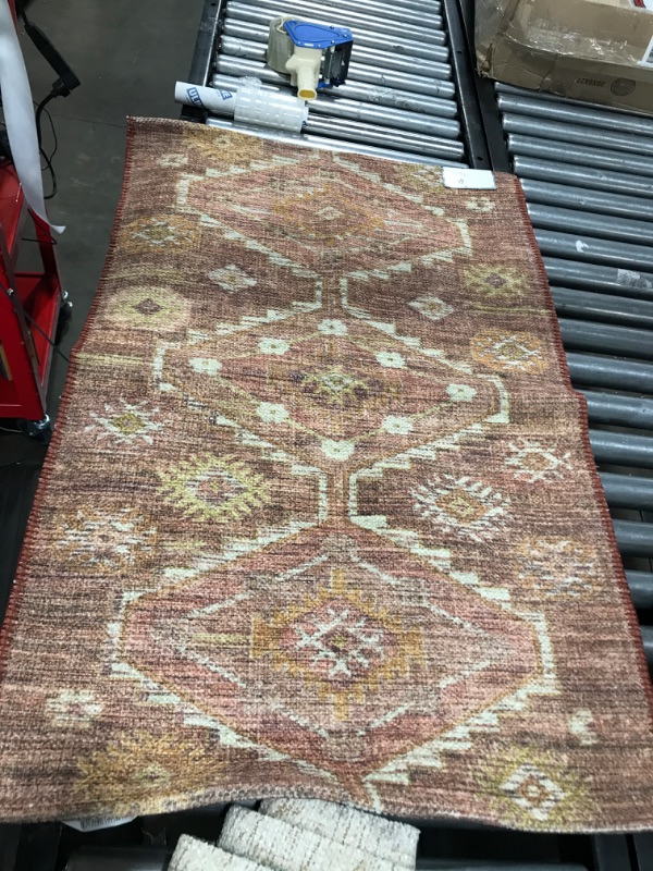 Photo 2 of 2'6"x3'10" Southbury Washable Printed Diamond Persian Style Rug Rust - Threshold™
