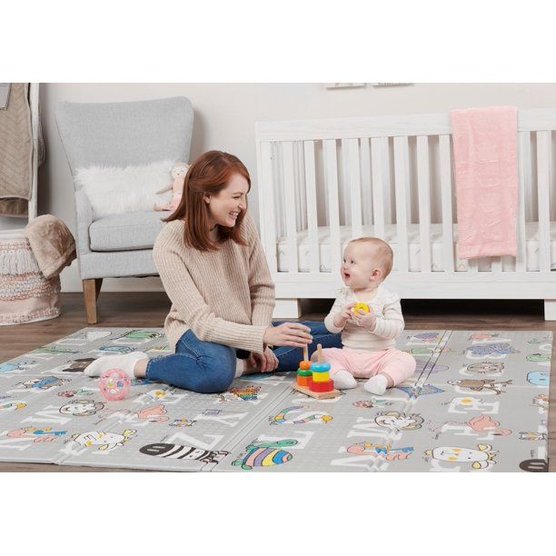 Photo 1 of Regalo Sensory & Learning My Play Mat, Foldable & Reversible, Waterproof, Bonus Kit, Includes Travel Case with Carry Strap, Grey, Extra Large, Kid Play Mat, Child Play Mat
