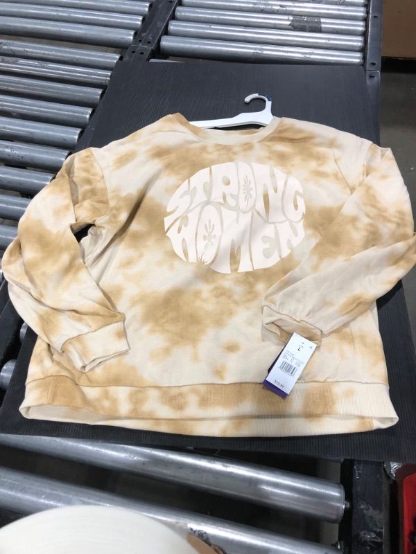 Photo 2 of Isaac Morris brown & tan tie dye womens sweatshirt "strong women" (S)