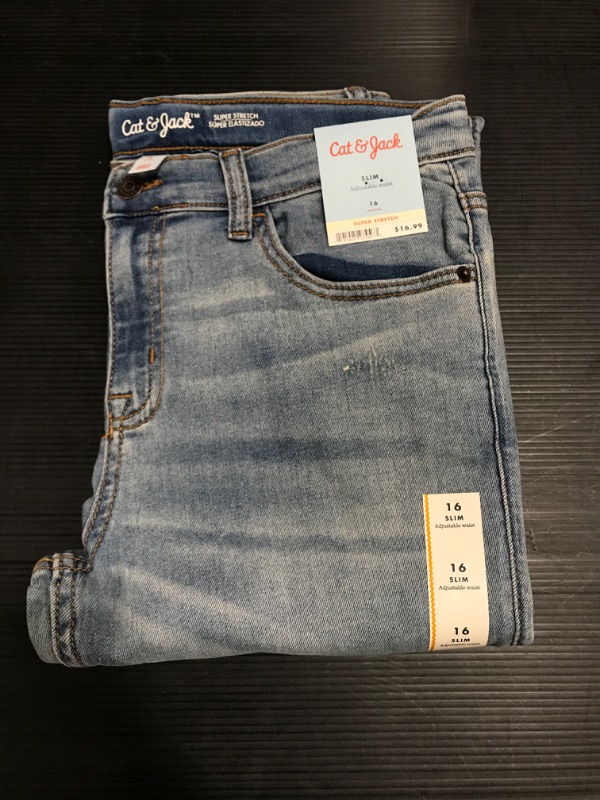 Photo 2 of Boys' Super Stretch Distressed Slim Fit Jeans - Cat & Jack™ Light (16 Slim)
