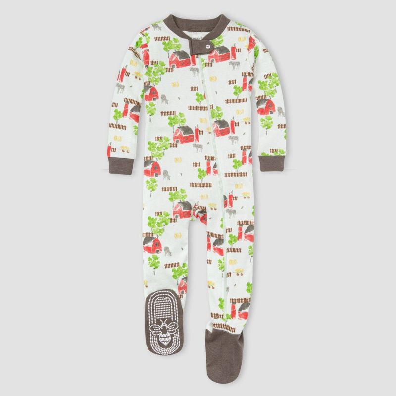 Photo 1 of Burt's Bees Baby® Baby Boys' 2pc Barnyard Scene Snug Fit Footed Pajama - Charcoal Gray (18 mo)
