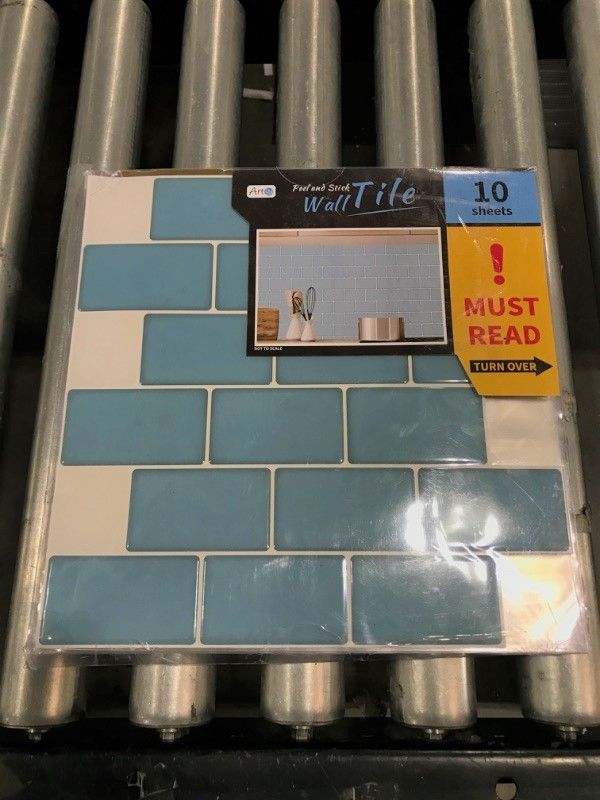 Photo 2 of  Art3d 11.8" x 11.8" Peel and Stick Backsplash Tiles for Kitchen, Shiny Light Blue