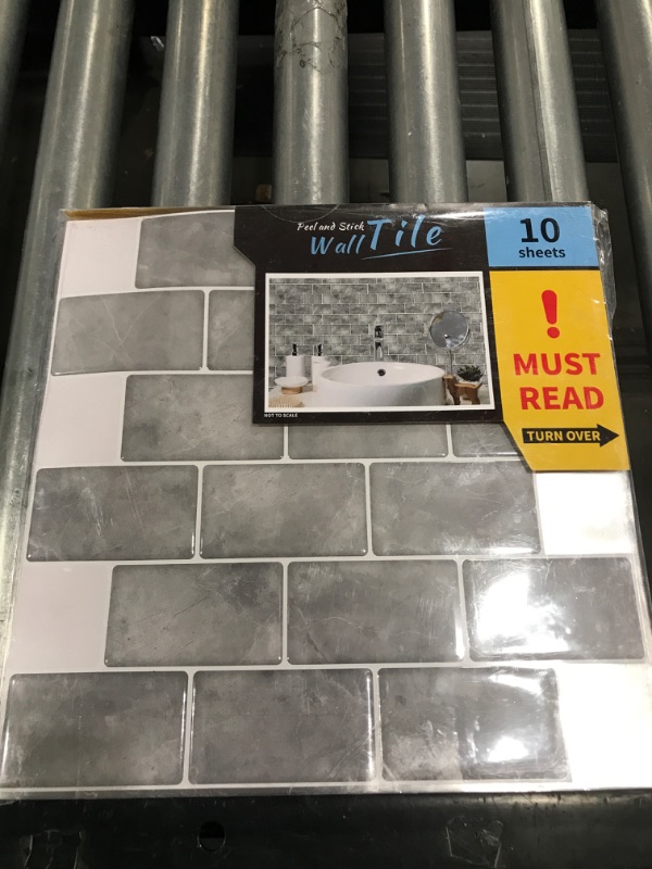 Photo 2 of 10-Sheet Grey Marble Design Backsplash Tiles for Kitchens Peel and Stick, Stick on backsplash Wall Tiles, 12"x12"
