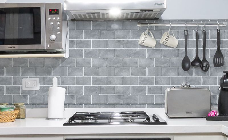 Photo 1 of 10-Sheet Grey Marble Design Backsplash Tiles for Kitchens Peel and Stick, Stick on backsplash Wall Tiles, 12"x12"
