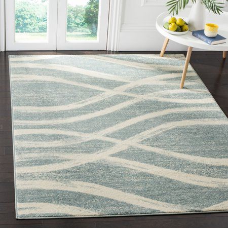 Photo 1 of Adirondack Cream/Slate 9 ft. x 12 ft. Striped Area Rug
