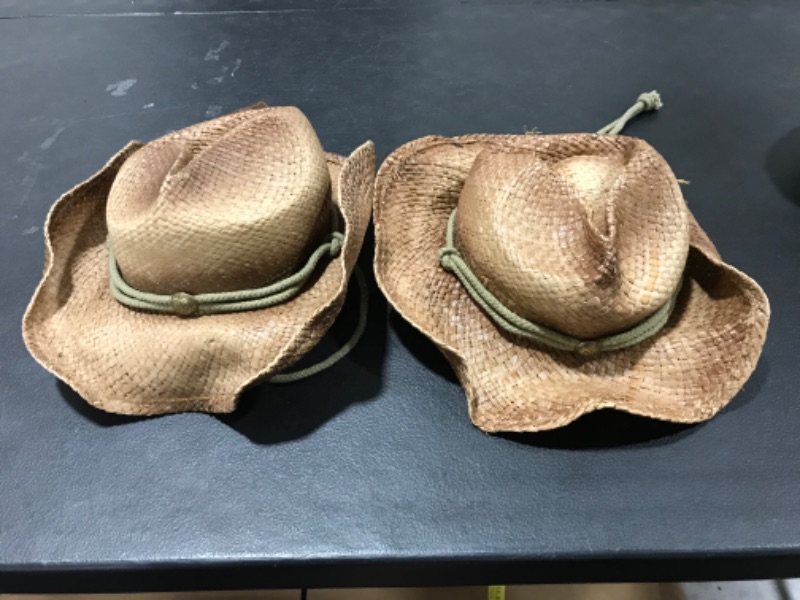 Photo 2 of 2 Pack of Ombre Straw Round Up Authentic Cowboy Hat w/ Moisture Wicking Band, One Size