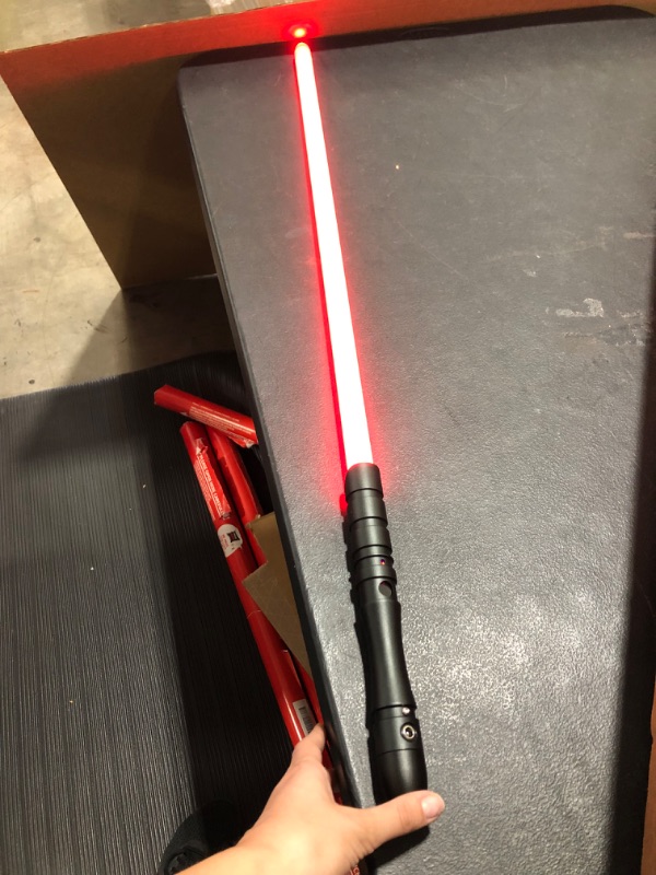 Photo 2 of YDDSABER Jedi Sith LED Light Saber, Force FX Heavy Dueling, Rechargeable Lightsaber, Loud Sound High Light with FOC, Metal Hilt, Blaster, (Red)