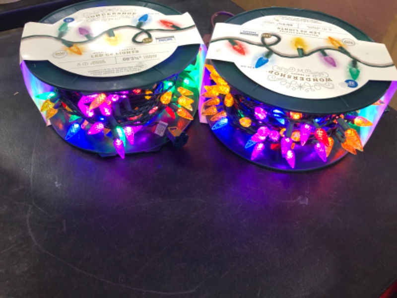 Photo 1 of 2 Pack 200ct LED C6 Faceted Christmas String Lights Multicolor with Green Wire - Wondershop