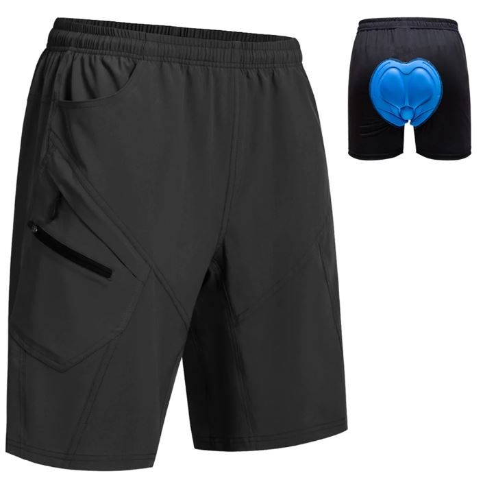 Photo 1 of Men's Mountain Bike Shorts 3D Padded Lightweight Loose-Fit MTB Bike Shorts Blue, Large
